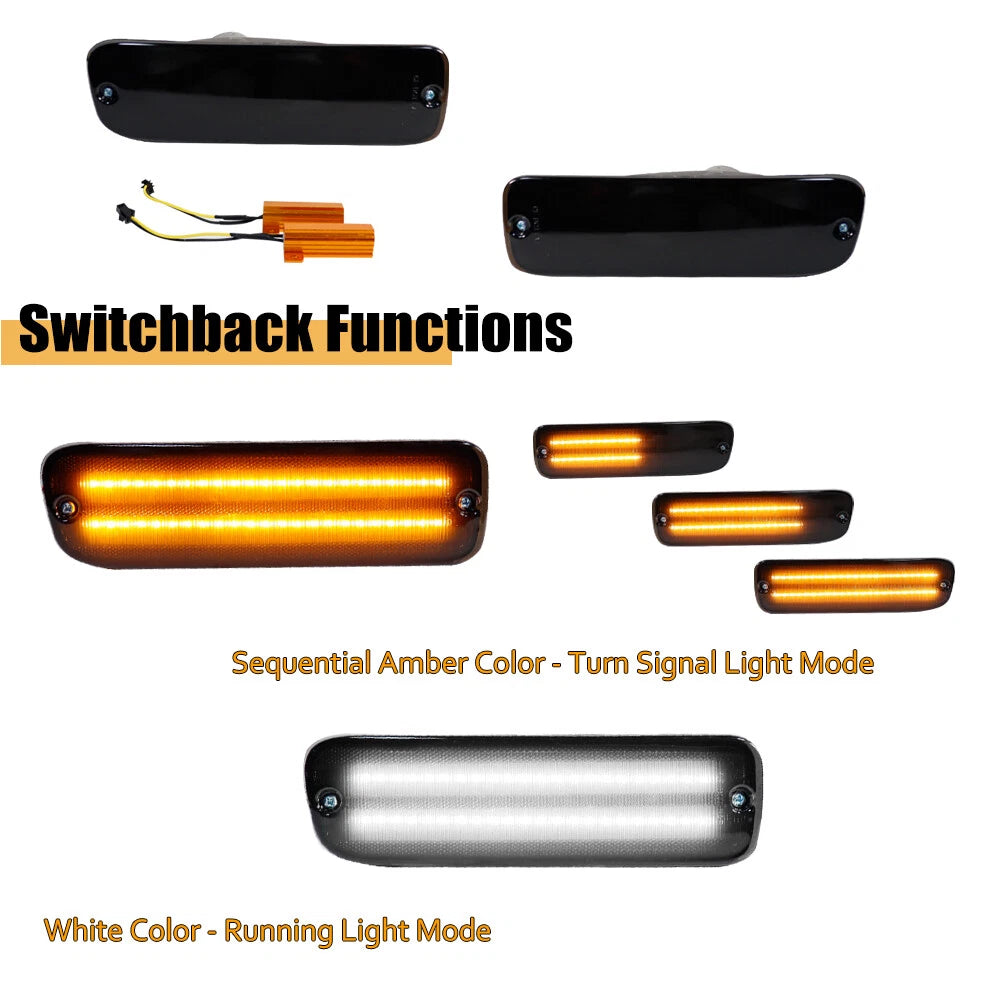 Smoked Switchback LED DRL Turn Signal Lights for Toyota Tacoma (1995–2000)