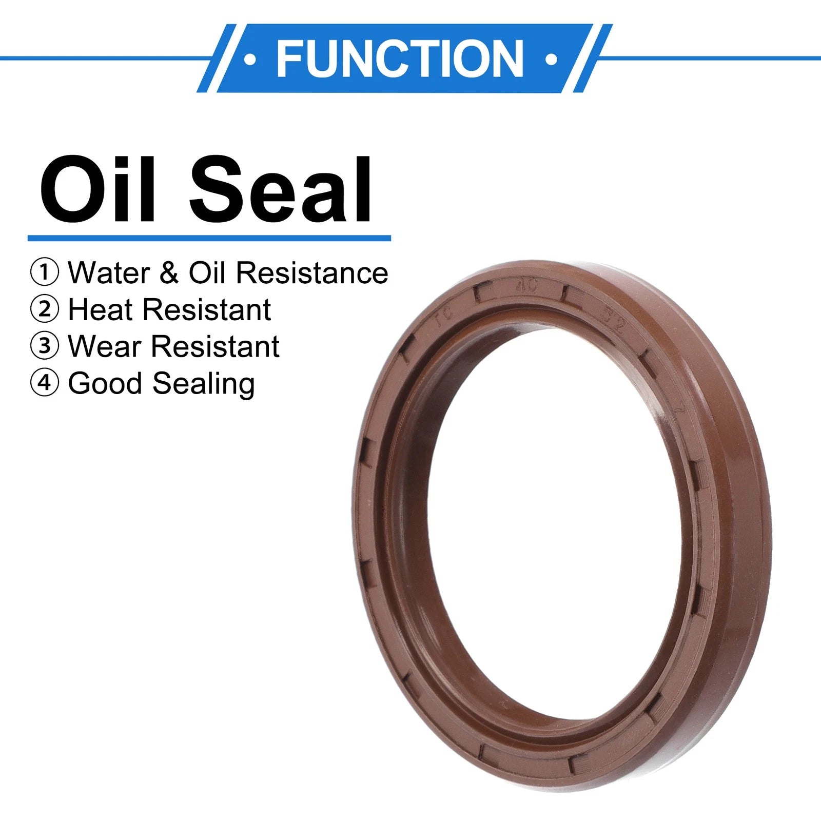 Set of 2 Oil Seal Rotary Shaft Seal FKM Rubber 40x52x7mm
