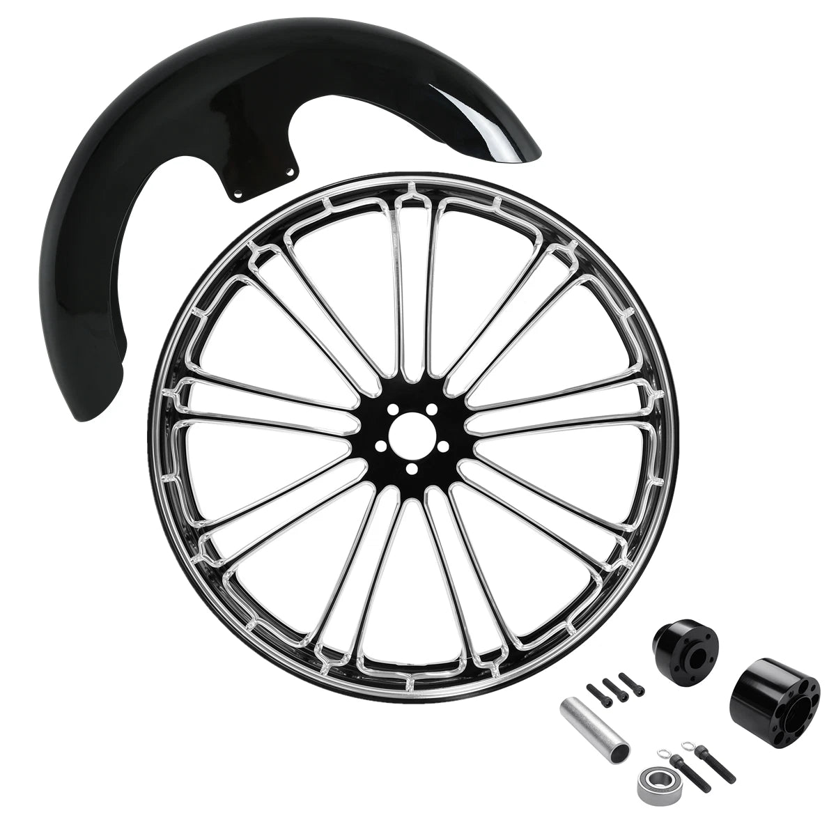 23" Painted Front Fender & Wheel Rim Hub for Harley Touring Road King (2008–2025)