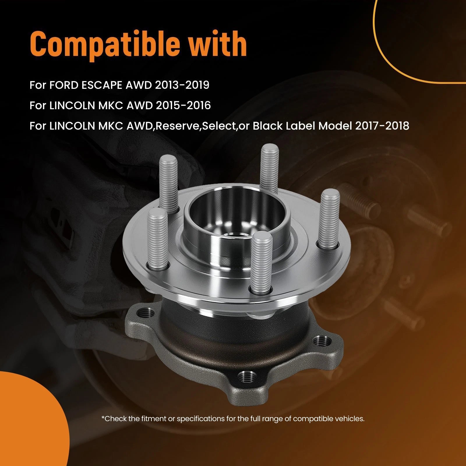 2pc Rear Wheel Bearing Hub for Ford Escape AWD (2001–2012) 512500 BR930952
