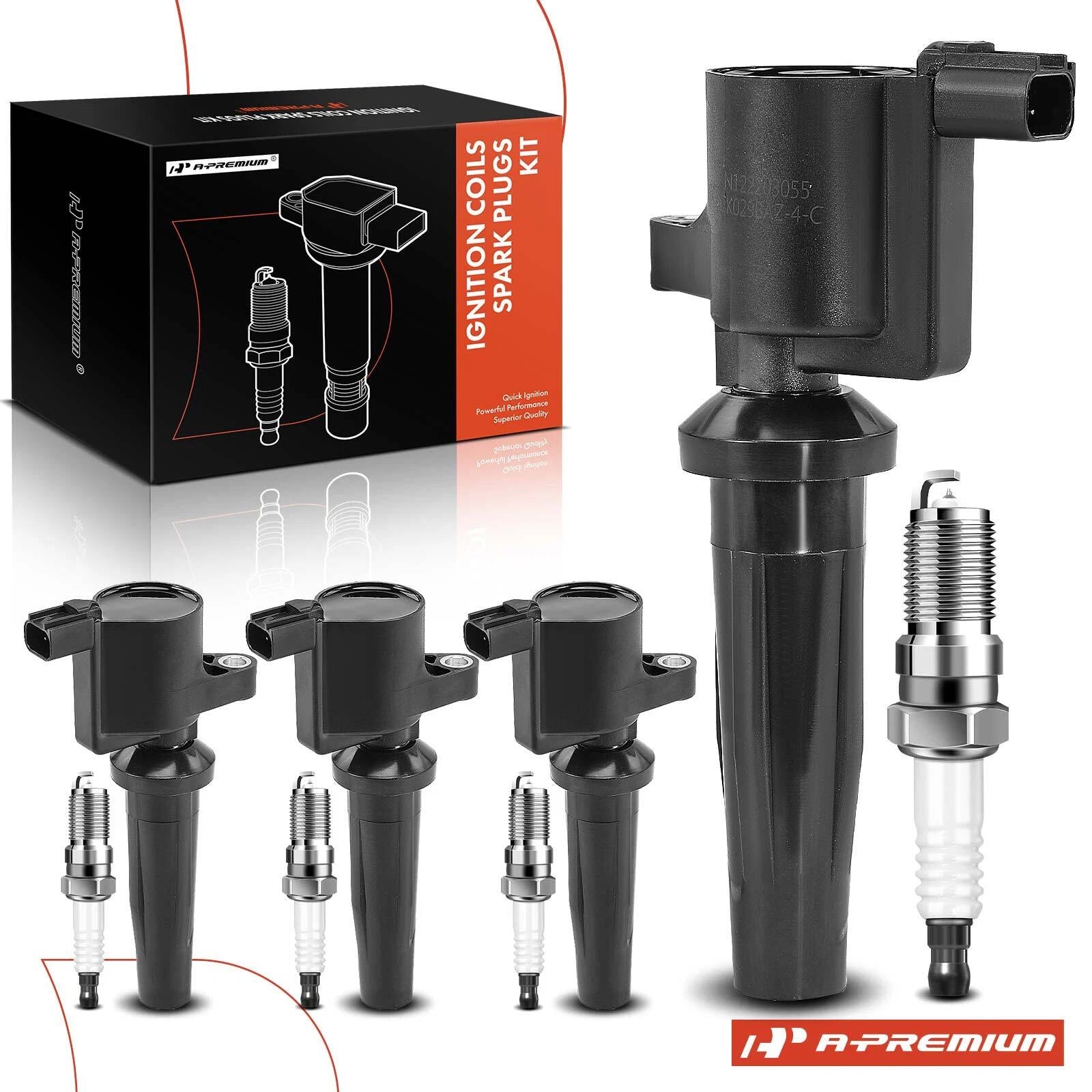 Set of 4 Ignition Coils & Iridium Spark Plugs for Ford Escape (2005–2008)