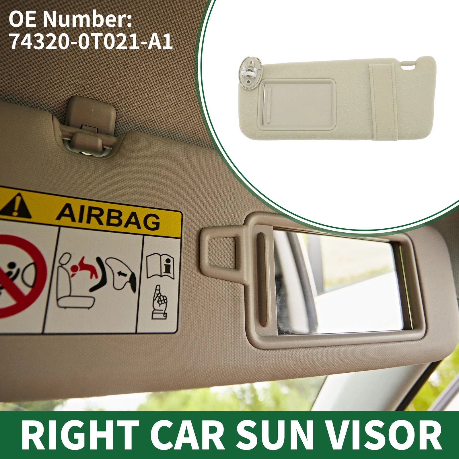 Left Sun Visor with Mirror for Toyota Venza (2009–2015) No. 74320-0T021-A1