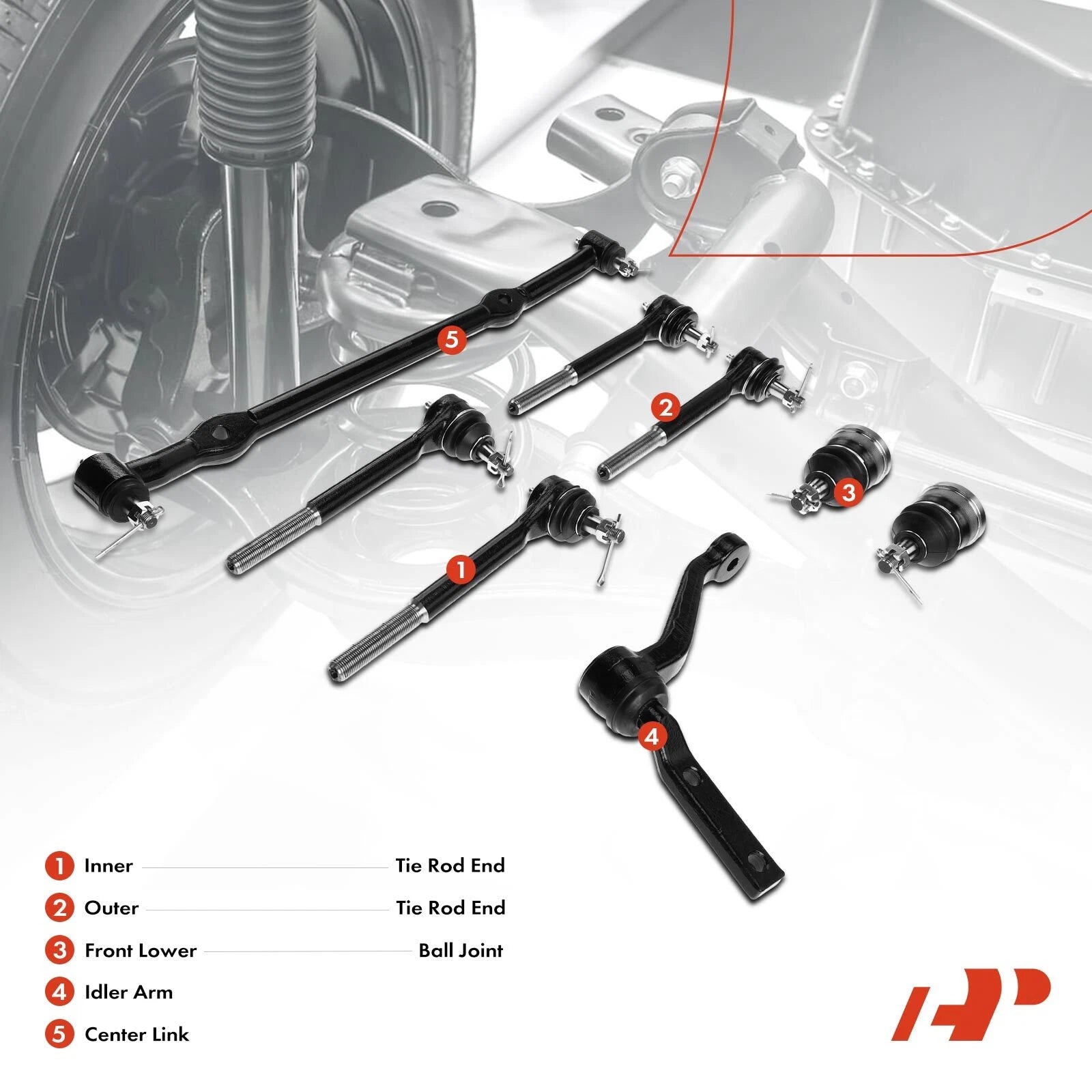 8x Inner Outer Tie Rods with Ball Joint for Chevy Malibu (2004-2023)