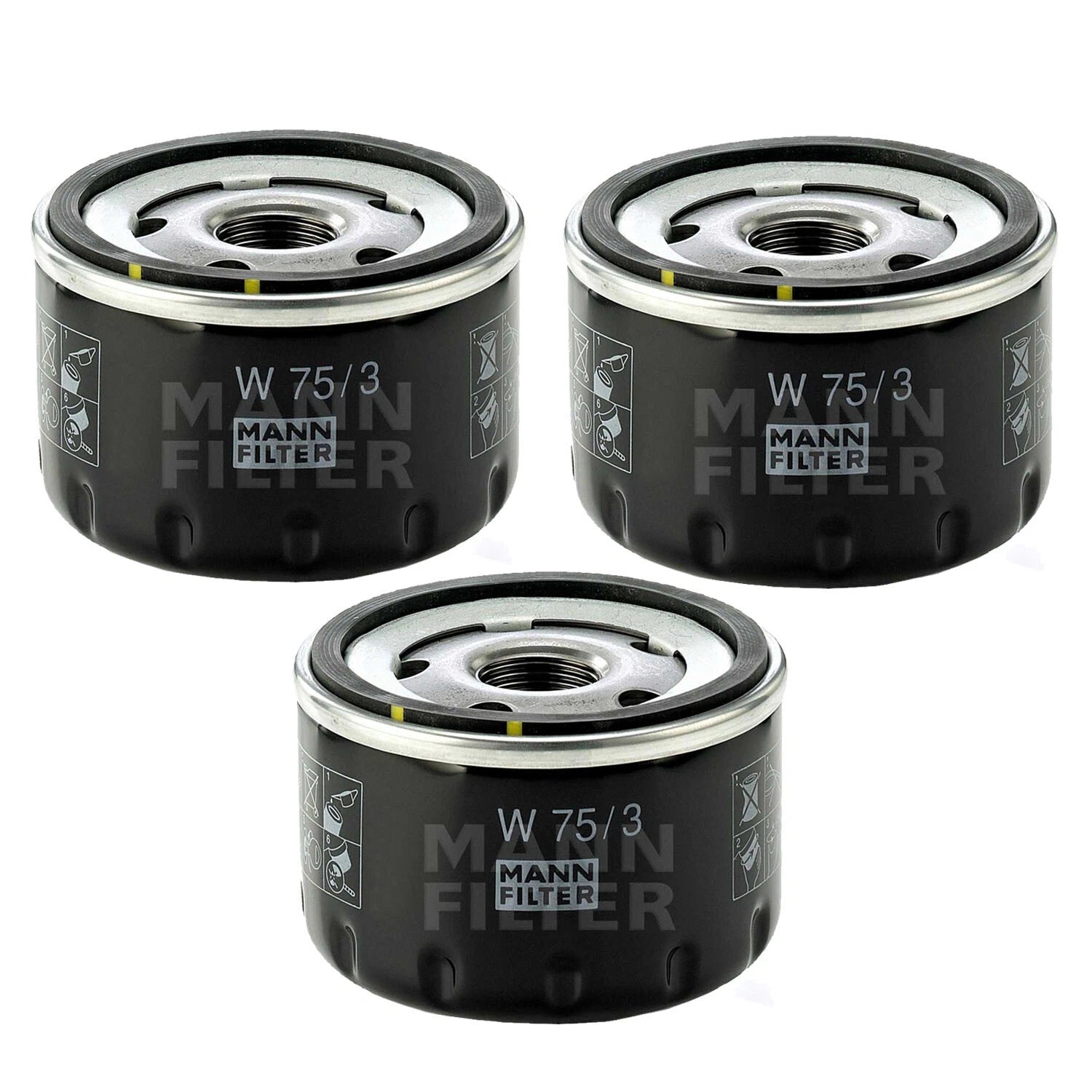 Set of 3 Engine Oil Filters W 75/3 for Ford GM Nissan Mazda Suzuki