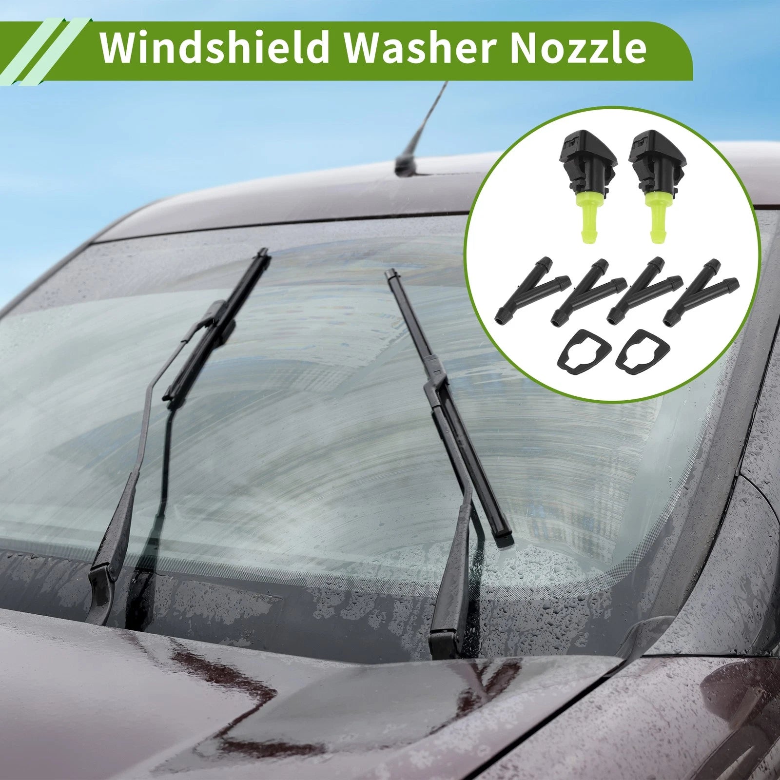 Set of 1 Windshield Washer Nozzle with Hose Connector for Subaru (No.86636FG051)