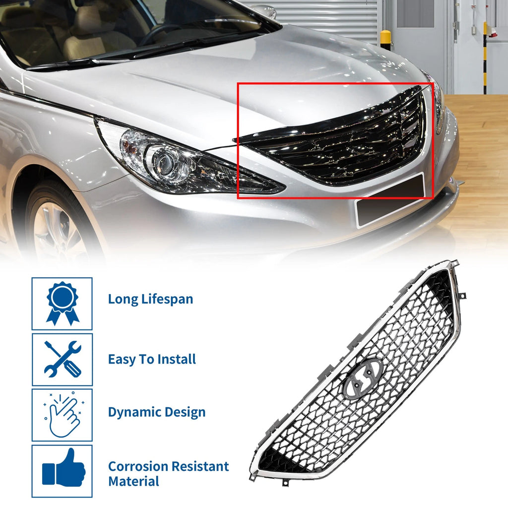 Front Hood Bumper Grille for Hyundai Sonata (2011–2014) No.86350C1000