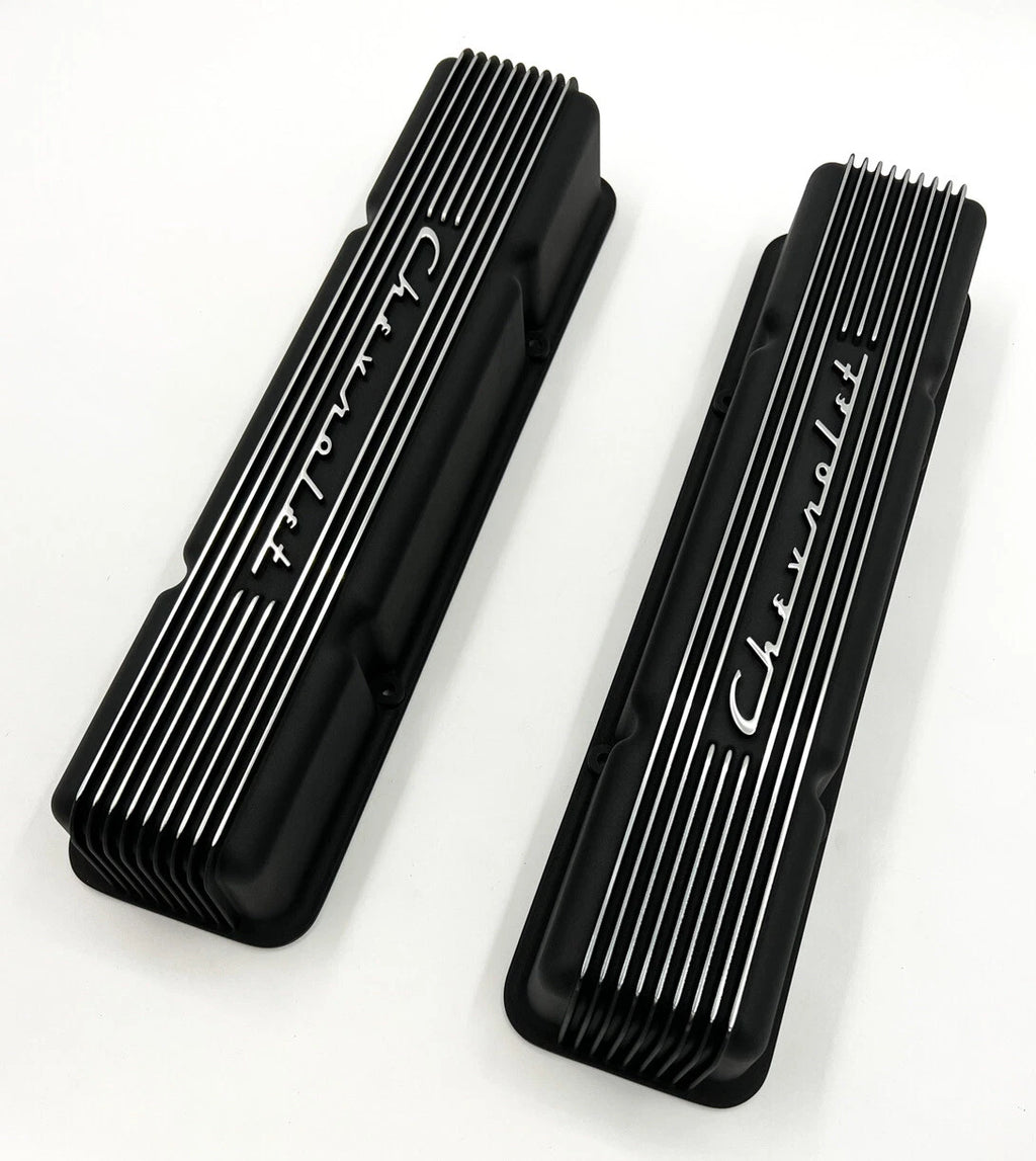 Valve Covers Replacement Finned Chevrolet Script for Small Block Chevy 350 (1968–1970)