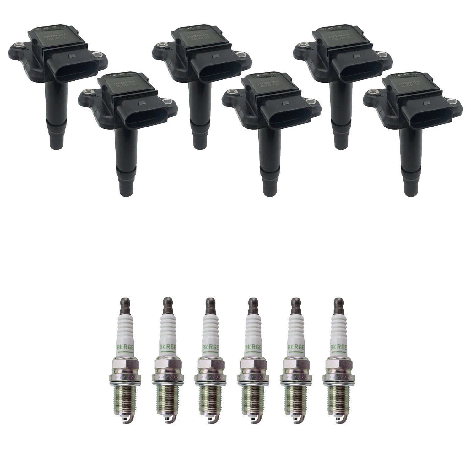 Set of 6 Ignition Coils & NGK V-Power Spark Plugs for Audi A6 Quattro