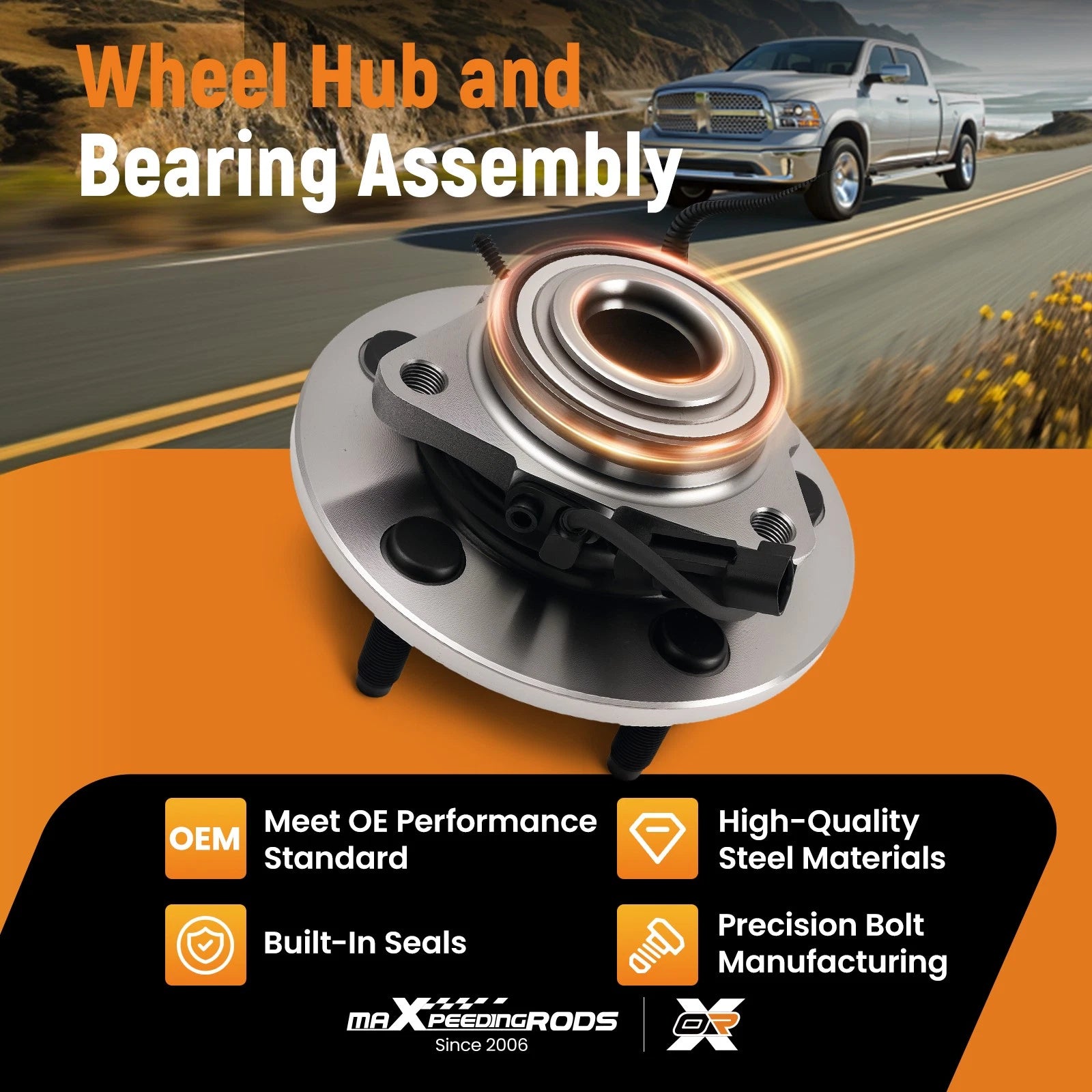 Front Wheel Hub Assembly for Dodge Ram 1500 (2009–2011) H515126 3-Bolt