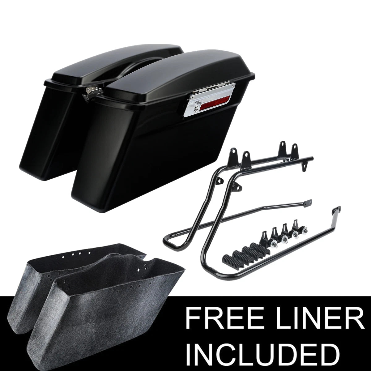 Matte Hard Saddlebags + Conversion Brackets for Harley Softail