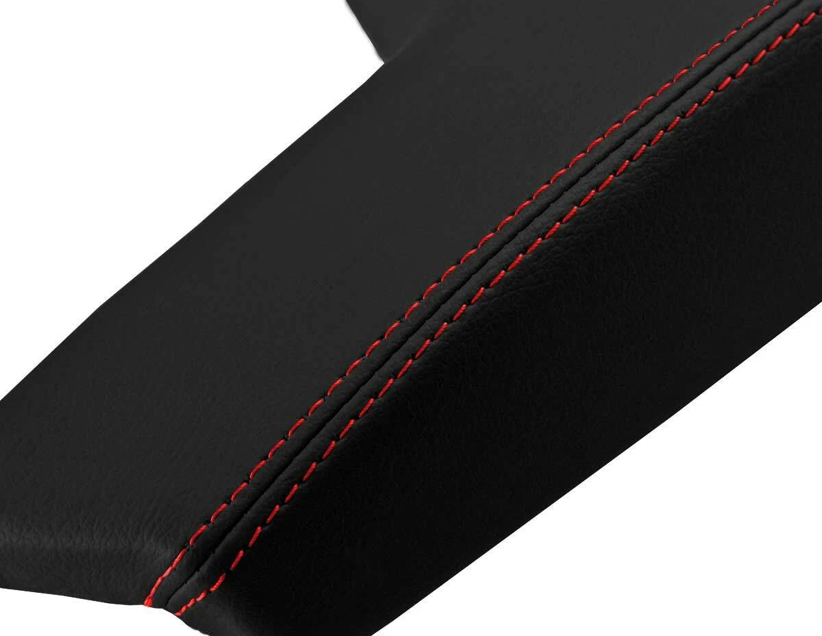 Leather Console Lid Armrest Cover for Buick Regal (2011–2017) Black Red Stitch