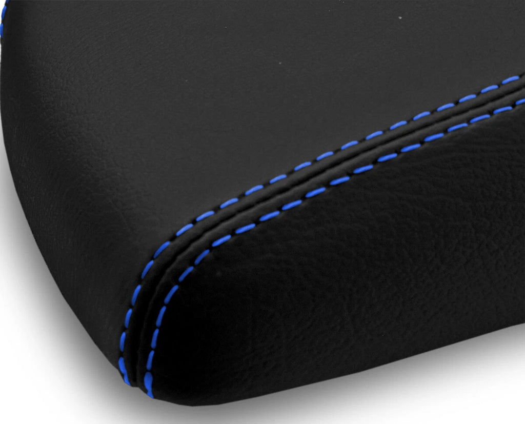 Leather Console Lid Armrest Cover for Hyundai Genesis Sedan (2009–2014) Blue Stitch