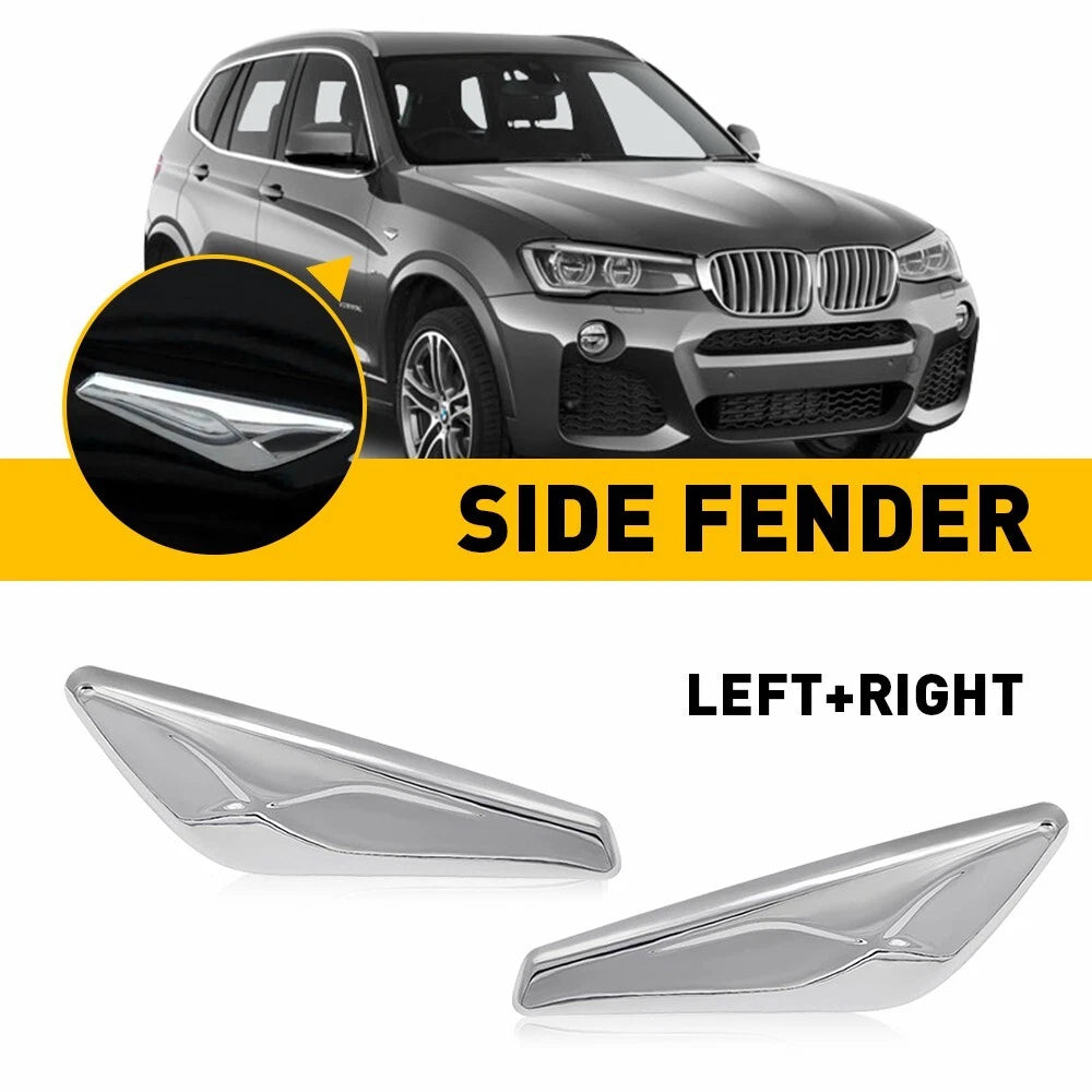 Set of 2 Chrome Fender Emblem Mouldings for BMW X3 X4 (2015–2017)