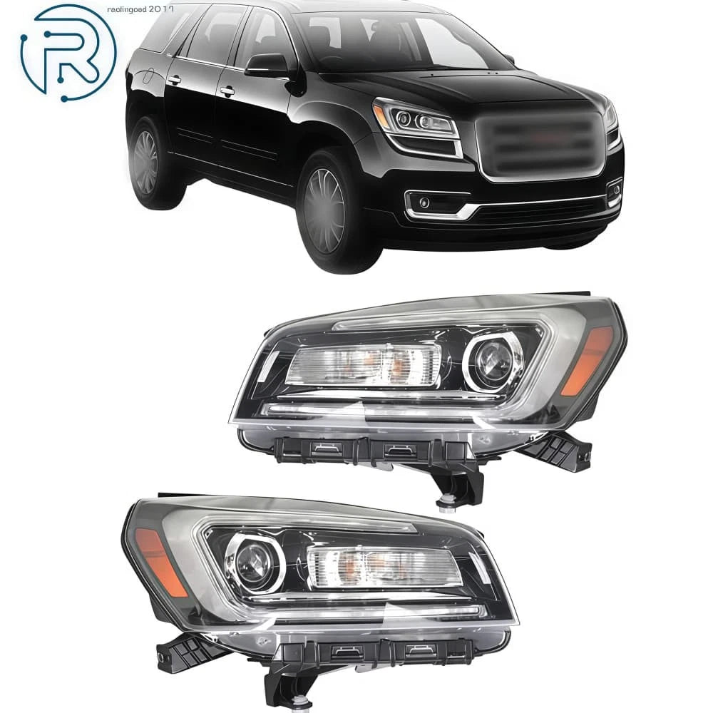 Set of 2 Black Housing LED Headlights for GMC Acadia (2013–2016)