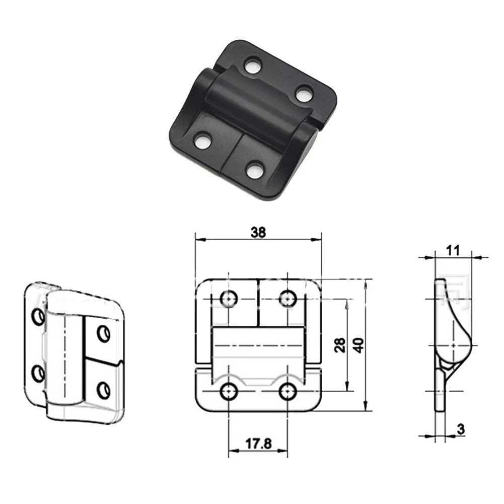 Constant Torque Hinge 1.0 N���m 1.57 X 1.50 Inch 4 Holes Black