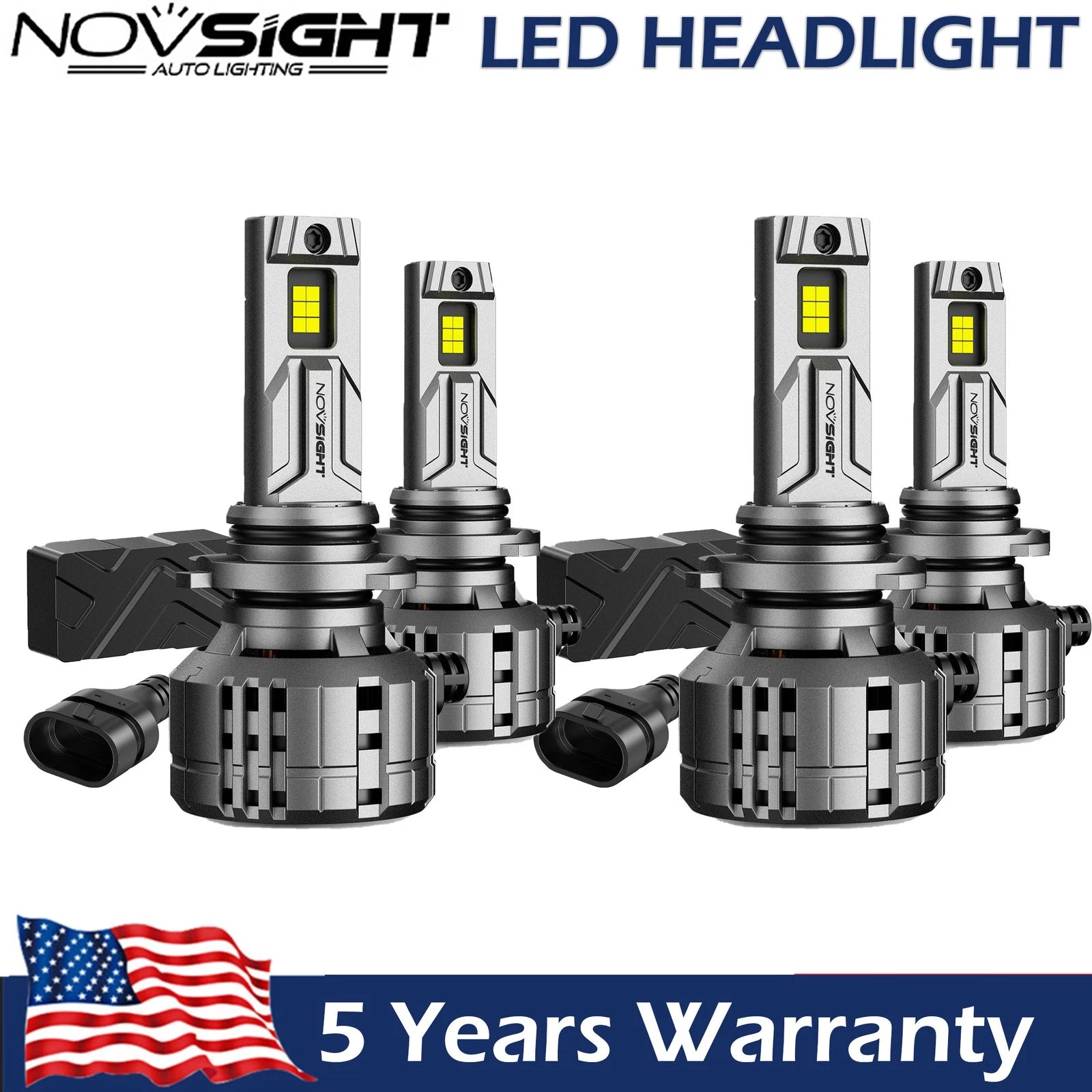 2X NOVSIGHT 9005 9006 LED Headlight Bulbs Bright White 200W 40000LM for