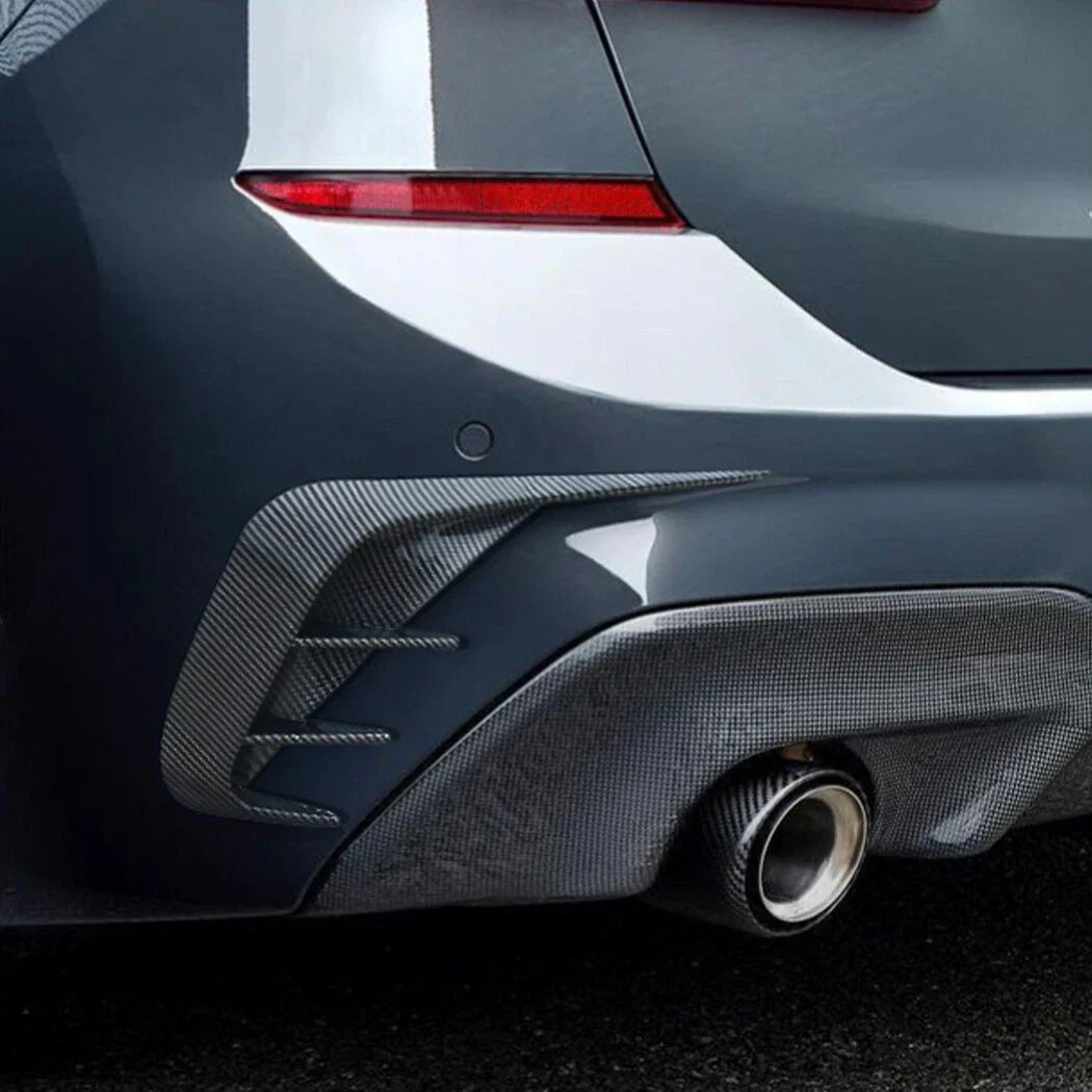 Black Carbon Style Trim Canards for BMW 3-Series Estate (2019–2022)