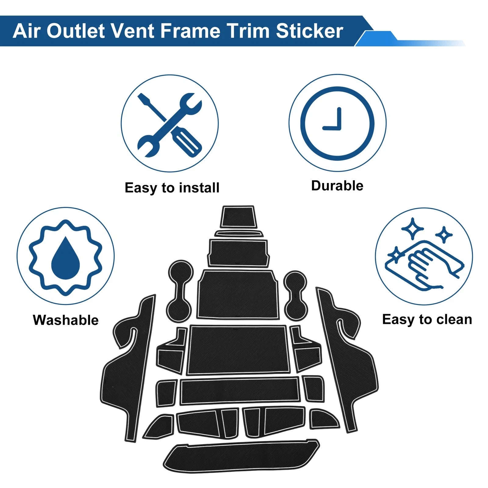 19 Pcs Non-Slip Mat for Ford Ranger (2023–2025) PVC White