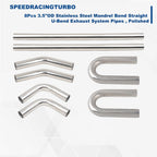8Pcs 3.5" OD Stainless Steel Mandrel Bend Exhaust Pipes for Universal