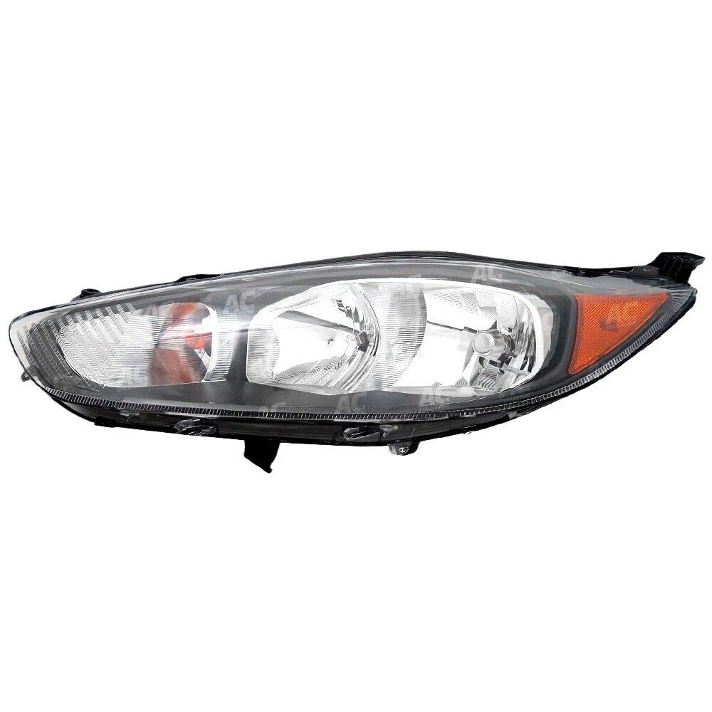 Halogen Headlight with Bulb for Ford Fiesta (2014–2018) Left Side, Black Bezel