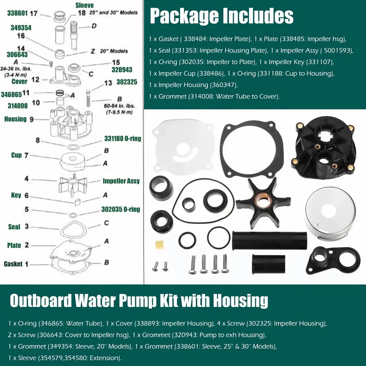 Water Pump Impeller Kit for Johnson (2000–2006)