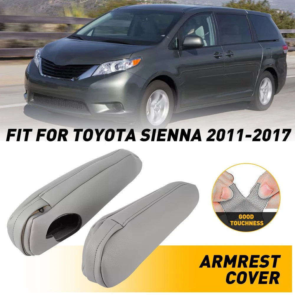 Set of 2 Front Seat Armrest Covers Leather for Toyota Sienna (2011–2018)