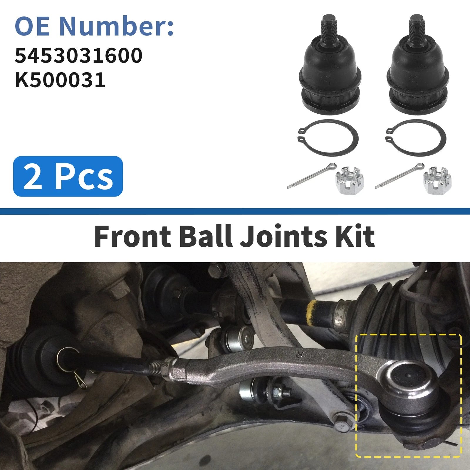 2X Front Lower Ball Joints for Hyundai Elantra (1995–2006) No. 5453031600/K500031