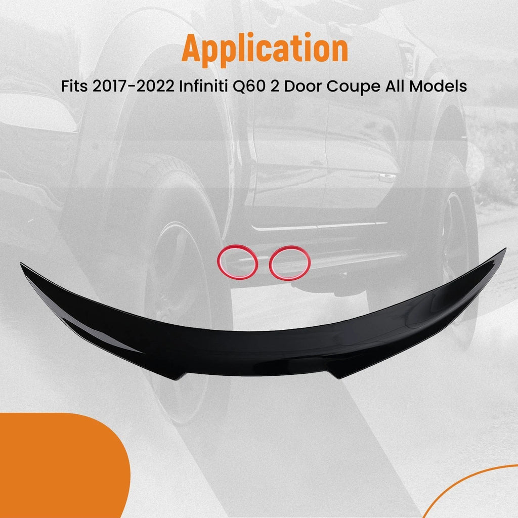 Rear Trunk Spoiler for Infiniti Q60 (2017–2022) Black