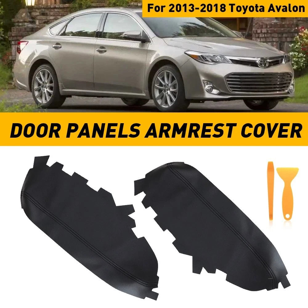 Front Door Armrest Panels Cover Leather Black for Toyota Avalon (2013–2018)