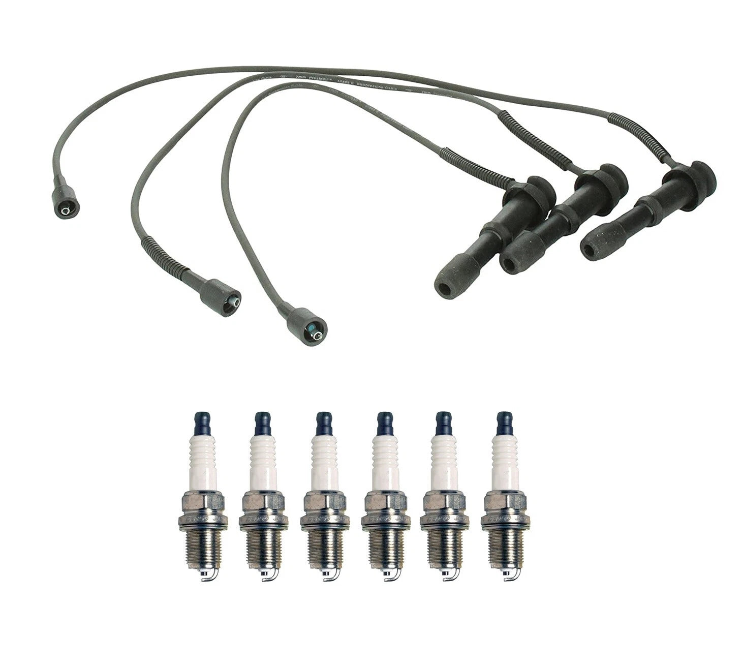 Denso 7mm Wire Set & 6 U-Groove Spark Plugs for Hyundai Kia 3.5L V6