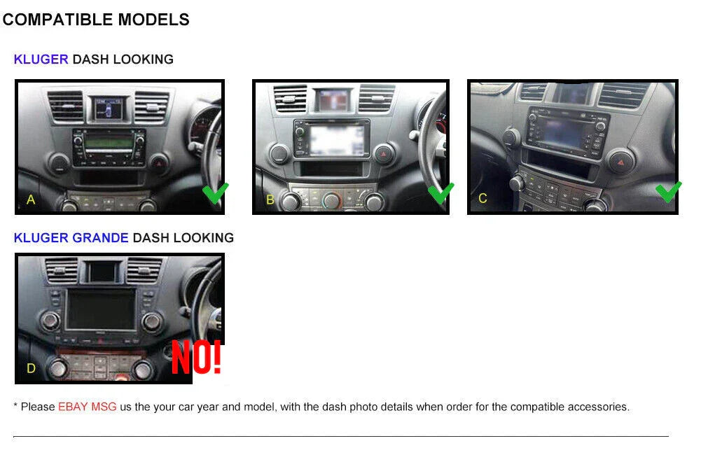 Apple CarPlay Android Auto BT Radio for Toyota Kluger (2007-2013)
