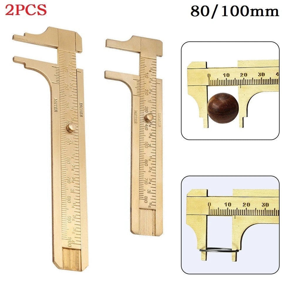 2X Brass Sliding Gauge Vernier Caliper Ruler Measuring Tool (80mm, 100mm)