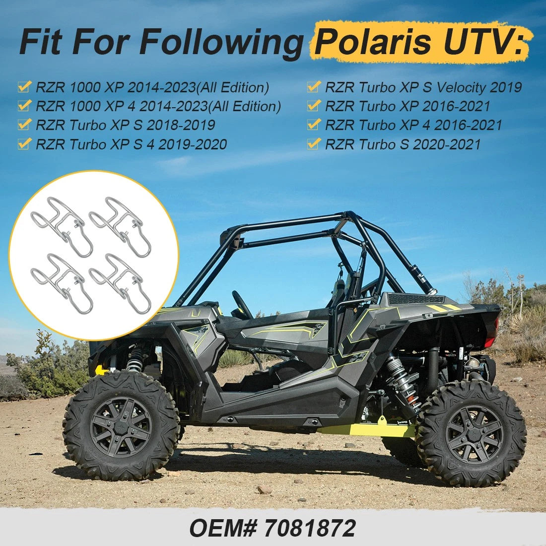 Set of 4 Air Box Clips for Polaris RZR XP Turbo XP 1000 (2014–2023) 7081872