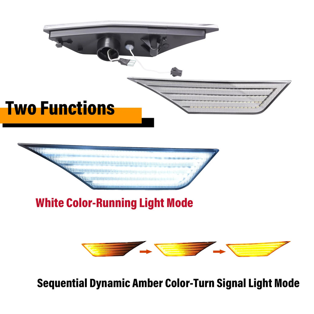 Clear Switchback Sequential LED Signal Side Marker Lights for Honda Civic (2016–2021)