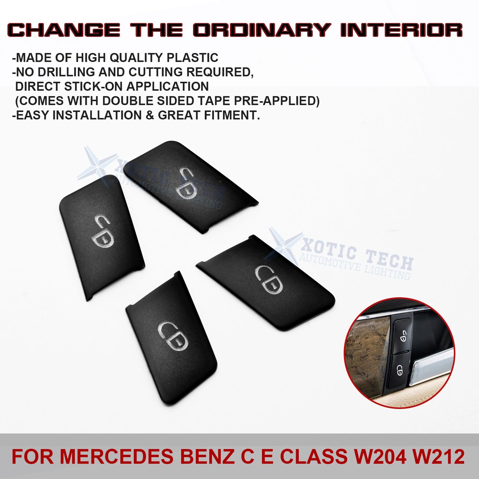 Door Lock Switch Cover Trim for Mercedes-Benz C-Class (W204) & E-Class (W212)