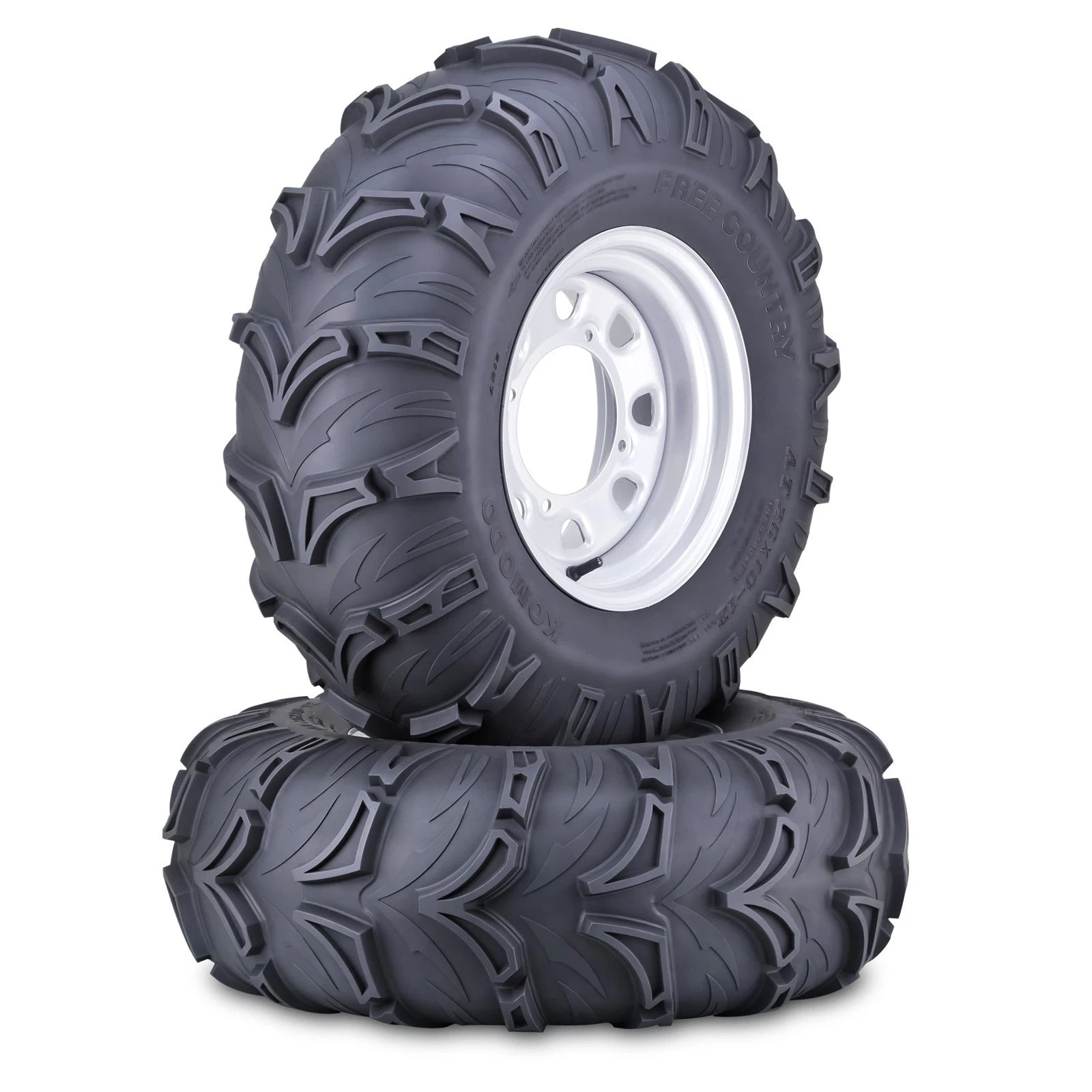 Set of 2 ATV Tires & Wheels 26X10-12 for Komodo (4x156 PCD) Silver