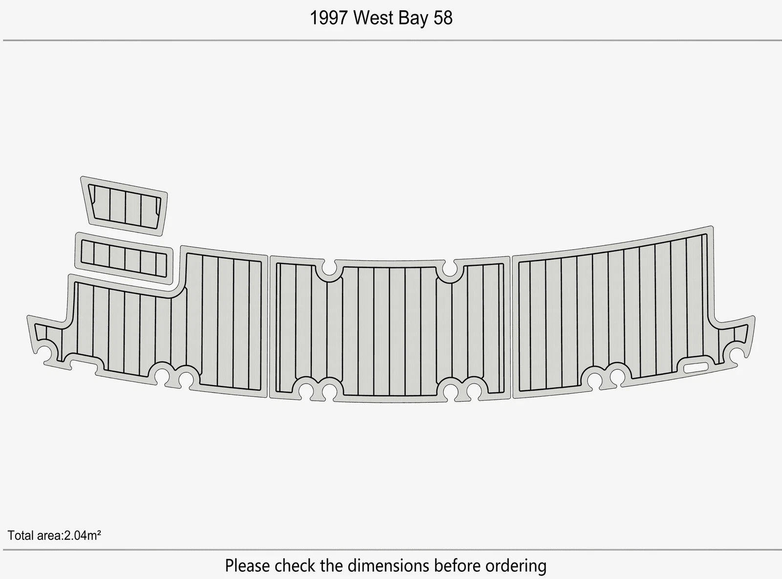 EVA Pads for West Bay 58 Swim Platform (1997) - Faux Teak Deck Flooring Mat