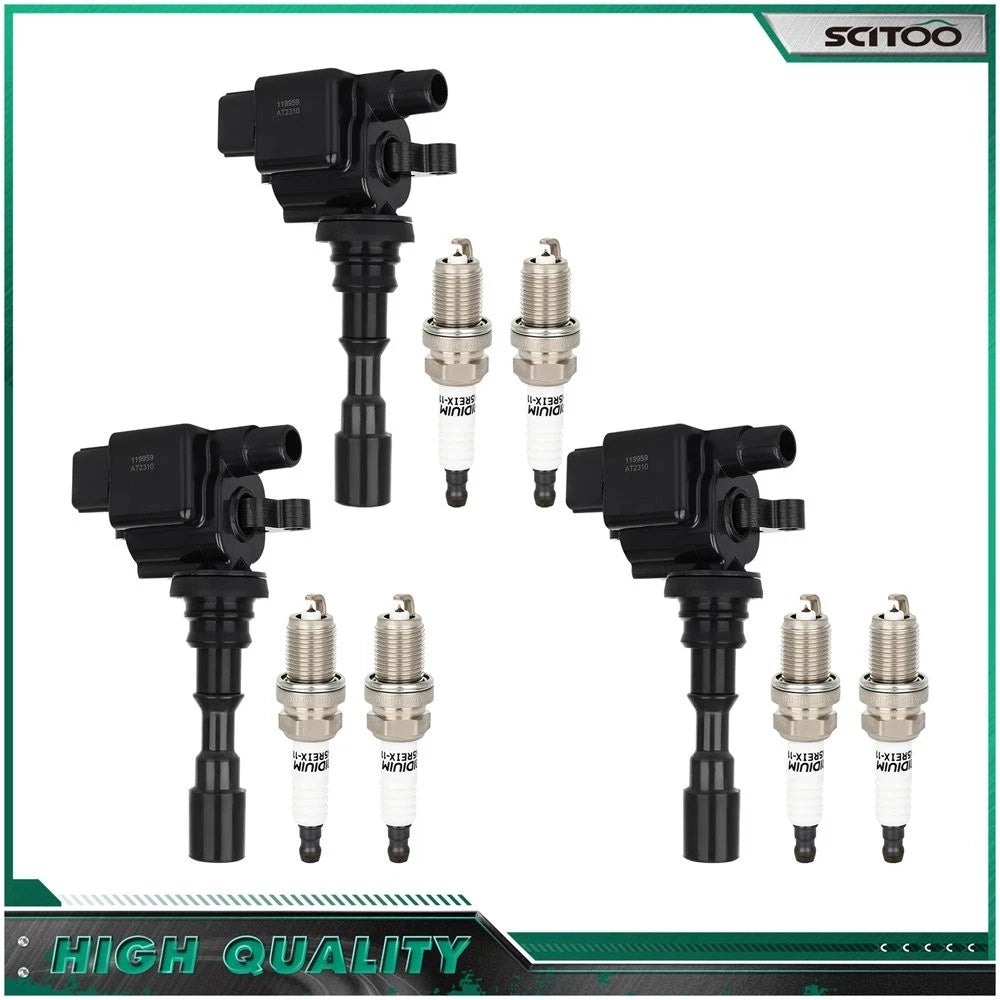 Set of 3 Ignition Coils & Spark Plugs for Hyundai Santa Fe (2003–2006) XG350 (2003–2005) 3.5L