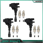 Set of 3 Ignition Coils & Spark Plugs for Hyundai Santa Fe (2003–2006) XG350 (2003–2005) 3.5L