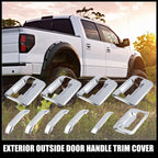 Set of 4 Silver Tone Exterior Door Handle Covers for Ford F150 