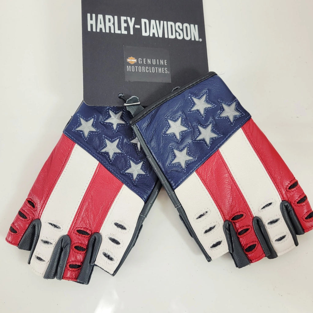 Patriot Fingerless Leather Reflective Gloves for Harley-Davidson (2019)
