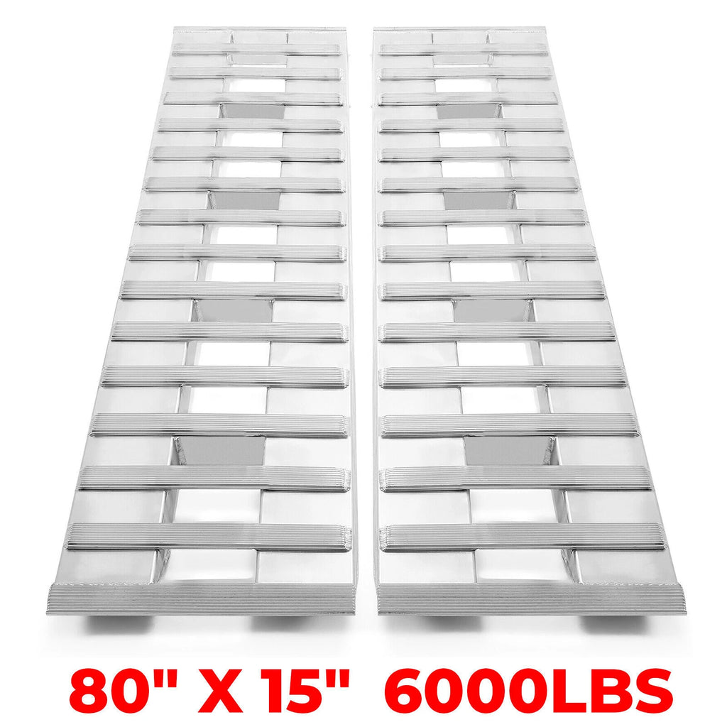 Set of 2 Aluminum Ramps 80"×15" 6000Lbs for Car Trailer Truck