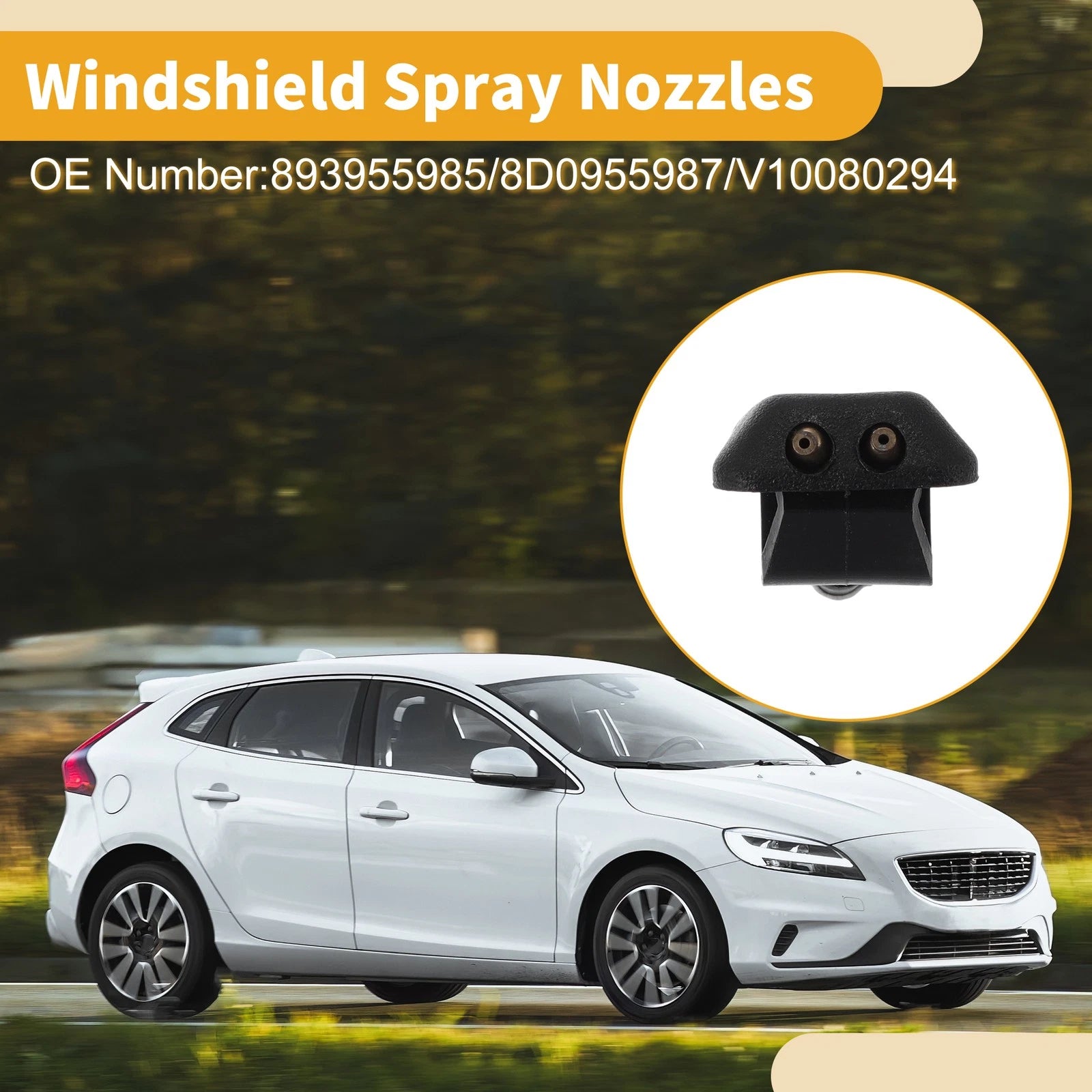 2X Front Windshield Washer Nozzle for Audi 90 (1995) No. 893955985/8D0955987