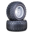 Set of 2 Golf Cart Tire Assembly 20X10-10 w/4x4" PCD ET-15.5 Silver Wheel