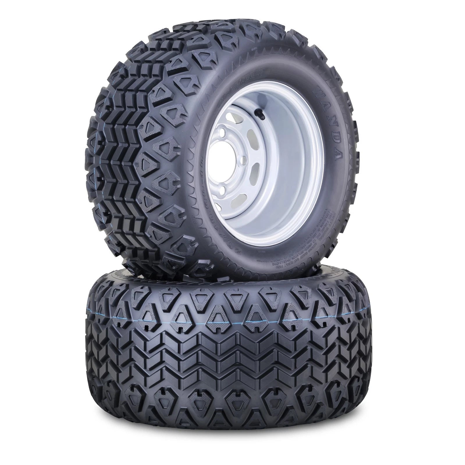Set of 2 Golf Cart Tire Assembly 20X10-10 w/4x4" PCD ET-15.5 Silver Wheel