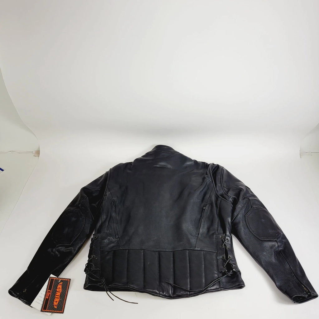 Leather Motorcycle Jacket for Men - Black, Size 50
