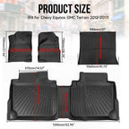 Set of 2 TPE Floor Mats Cargo Liner for Chevrolet Equinox (2012–2017)