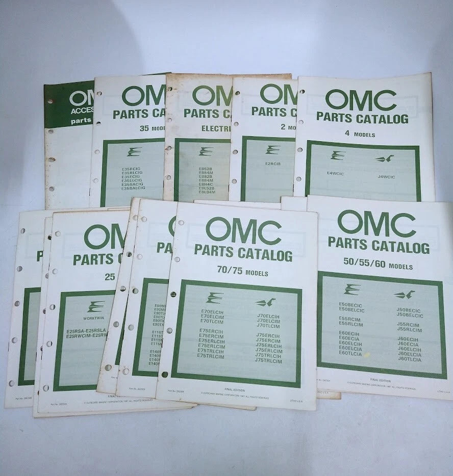 Set of 16 OMC Outboard Marine Parts Catalogs (1981)
