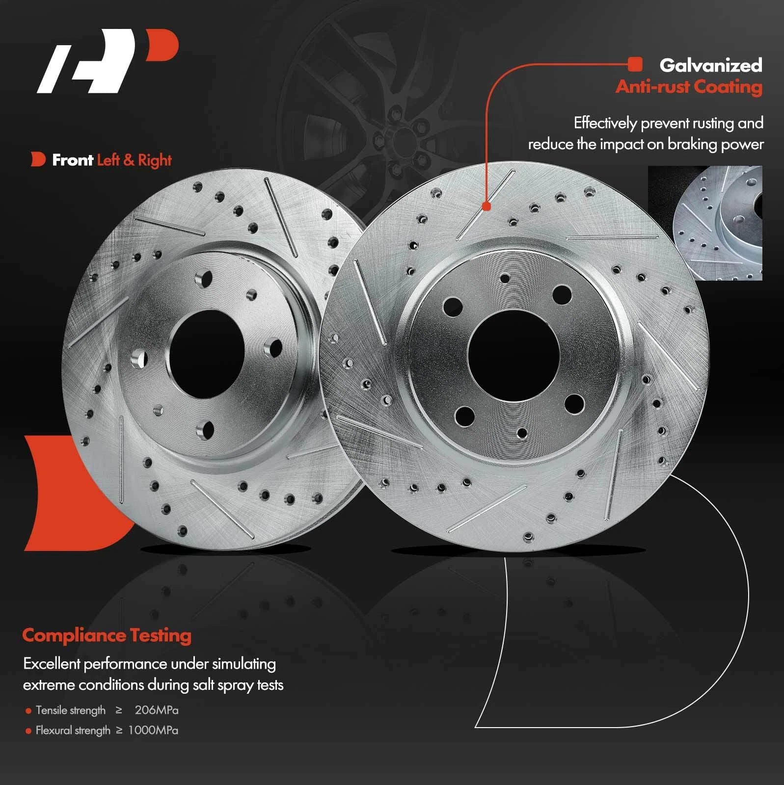 Drilled Brake Rotors for Ford Focus (2008-2011)