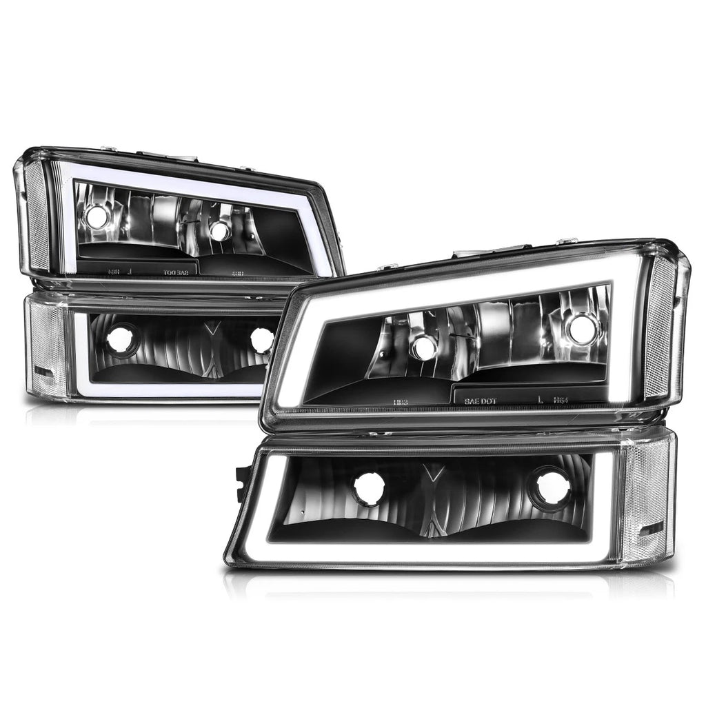 C-Shape LED DRL Headlights Bumper Lamps for Chevy Silverado (2003–2007)